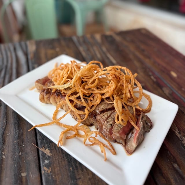 Seared Aloha Strip Steak.