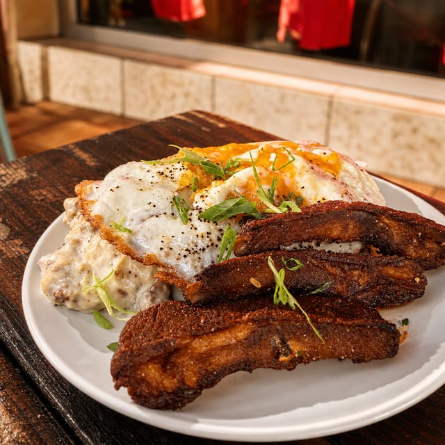 Smokehouse Rib Biscuit & Gravy Plate.