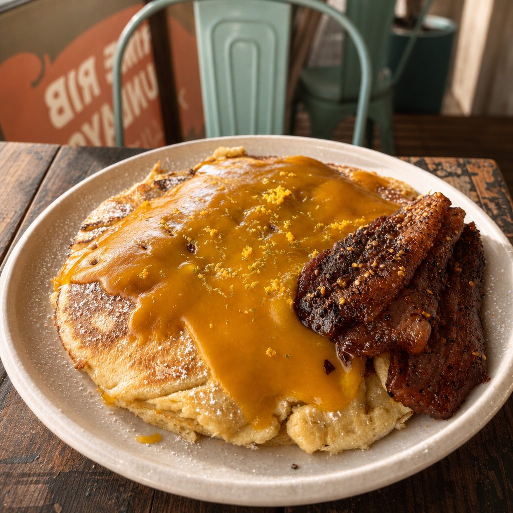 Vanilla Buttermilk Pancakes & Billionaire Bacon.