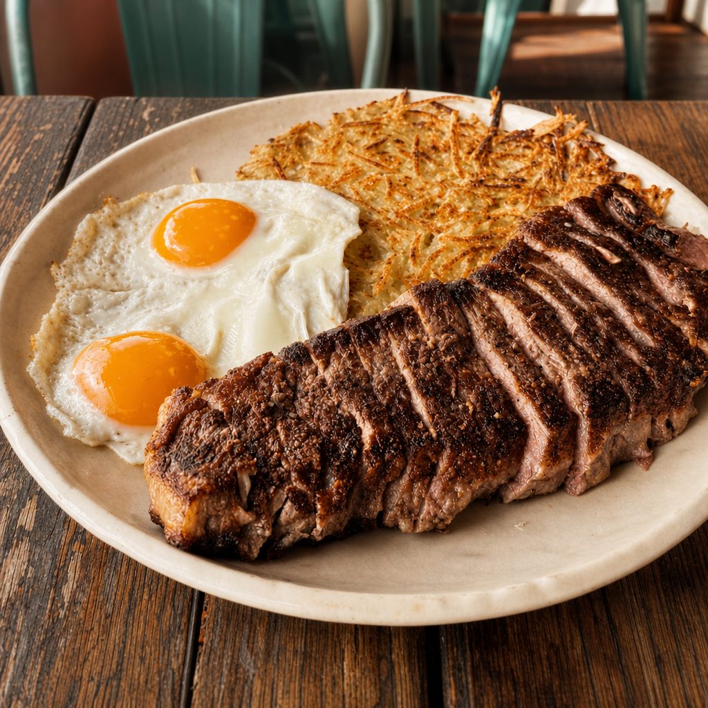 New York Steak & Eggs.