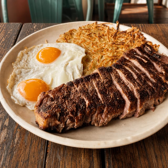 New York Steak & Eggs.