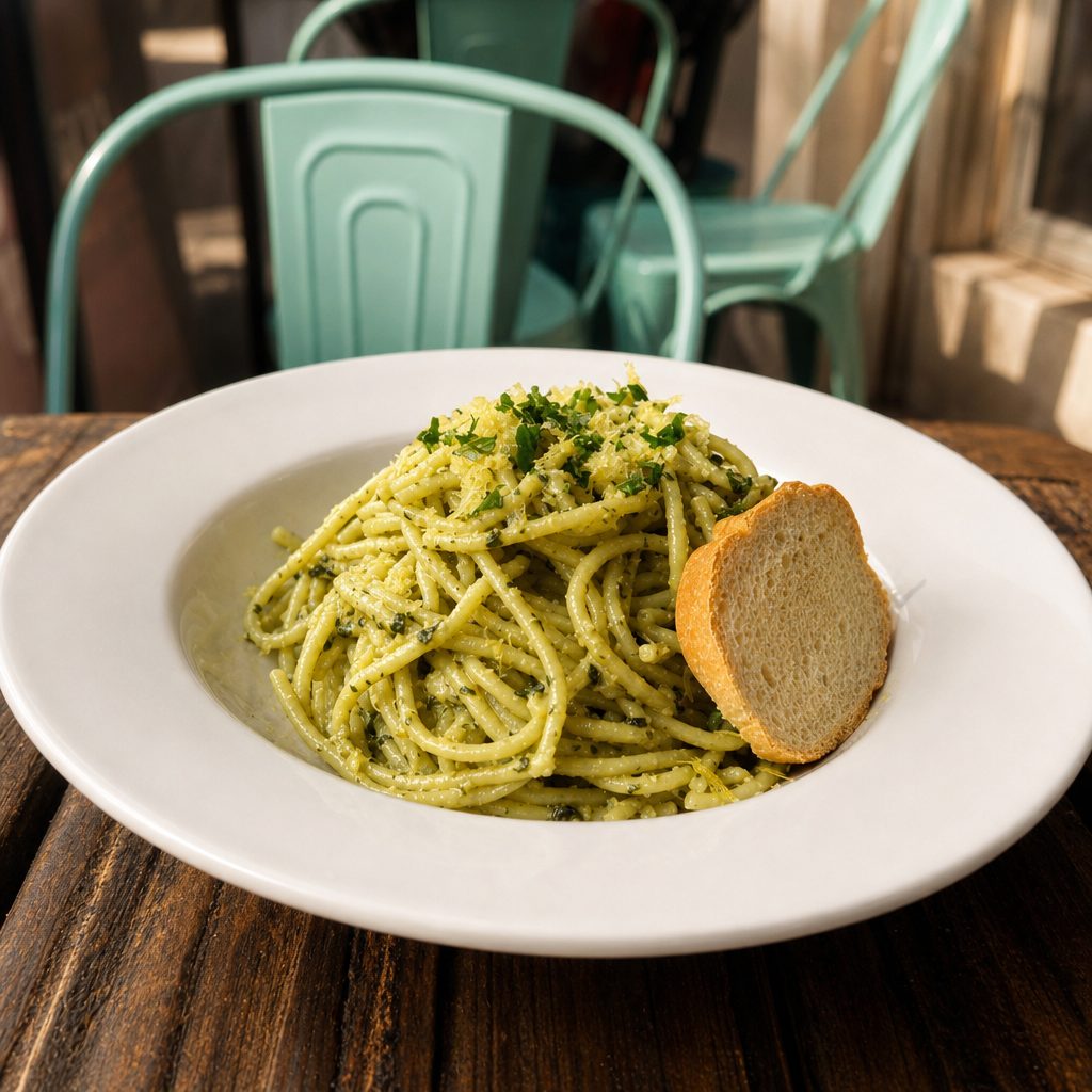 Macadamia Pesto Pasta.