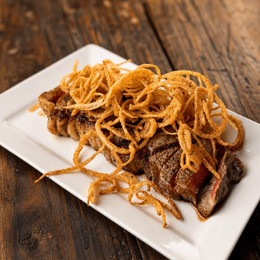 Seared Aloha Strip Steak.